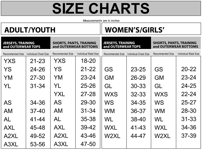Softball Socks for Girls Size Chart